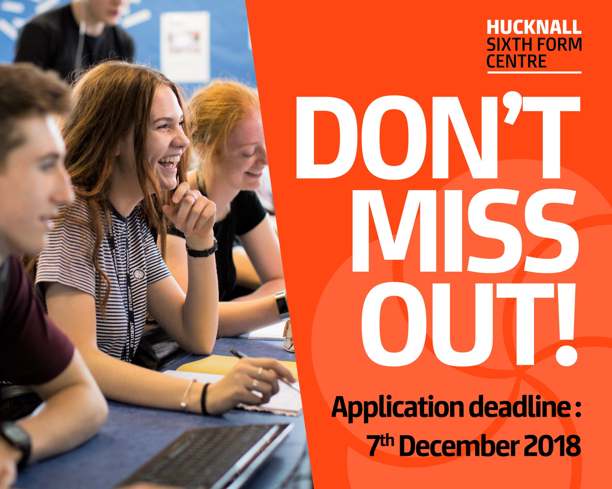 Application deadline fast approaching! Hucknall Sixth Form Centre